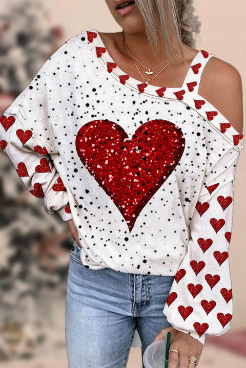 Diamond Heart Off-shoulder Blouse