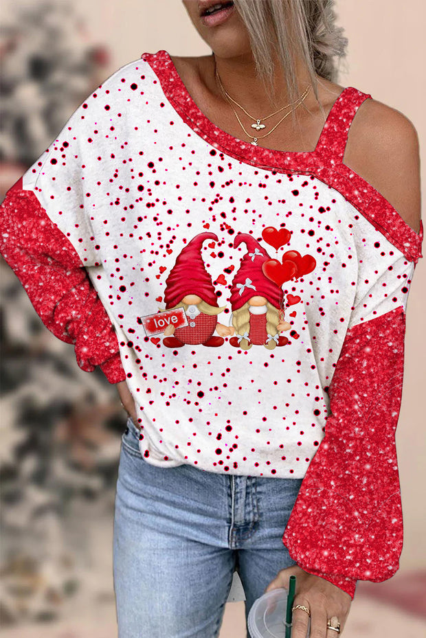 Elf Dwarf Gnome Sequin Off-shoulder Blouse