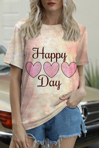 Happy Day Print Vintage T-shirt
