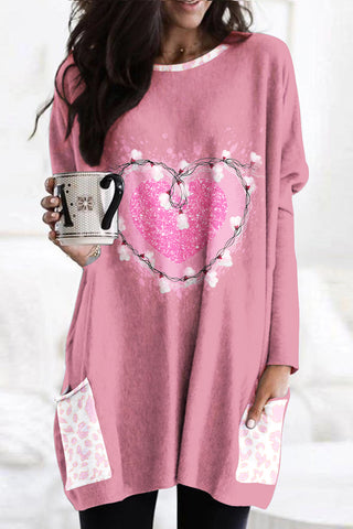 Pink Heart Lanterns Tunic With Pockets