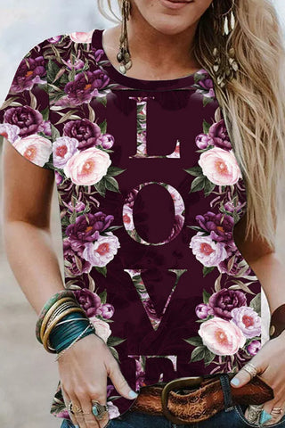 Love Rose Garden Vintage Short-sleeved T-shirt Top