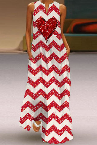Love Glitter Striped Sleeveless Maxi Dress