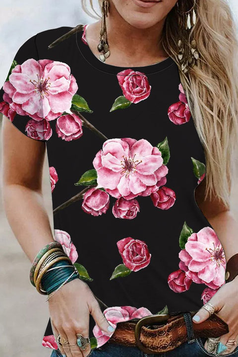 Fashion Floral Print Vintage T-Shirt