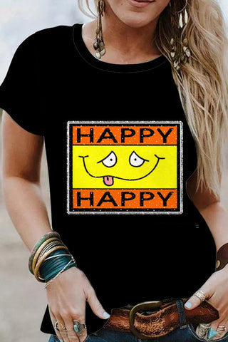 Happy Smiling Face Fashion Funny Vintage T-Shirt