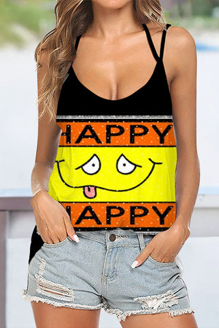 Happy Smiling Face Fashion Funny Beach Camisole Halter Top