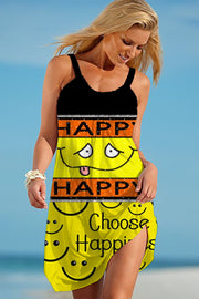 Happy Smiling Face Fashion Funny Beach Sleeveless Dress