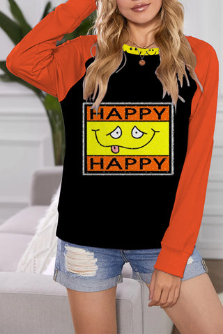 Happy Smiling Face Fashion Funny Long-sleeved Pullover Sweatshirt