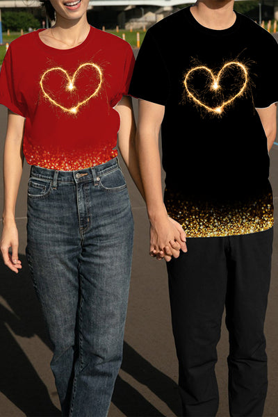 Love Fireworks Glitter Couple Outfit T-Shirt