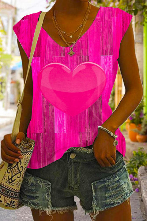 Glitter Heart Print Tank Top