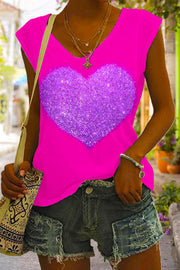 Glitter Heart Print Tank Top