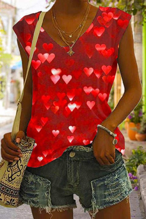 Glitter Hearts Print Tank Top