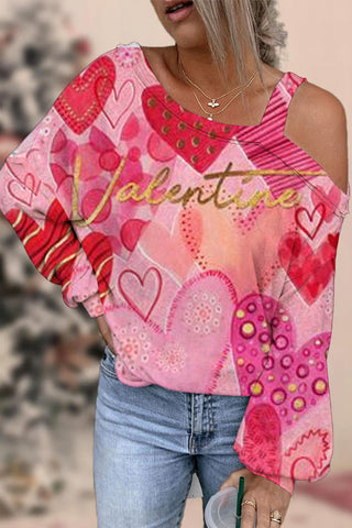 Vintage Pink Love Off-shoulder Blouse