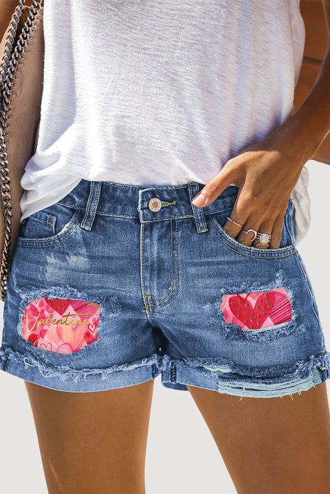 Vintage Pink Love Denim Shorts