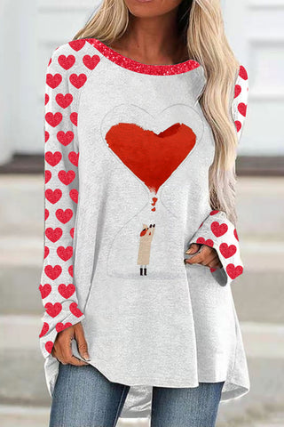 Red Love Hourglass Watercolor Loose Tunic