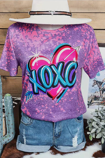 Xoxo Heart Arrow Bleached T-Shirt