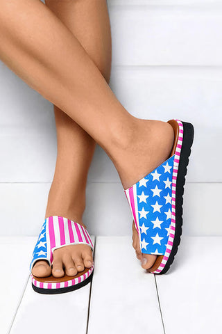 Patriotic American Flag Print Flip Flop Sandals