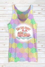 Happy Easter Egg Geometric Mosaic Cute Rabbit Truck Racerback Tank Top