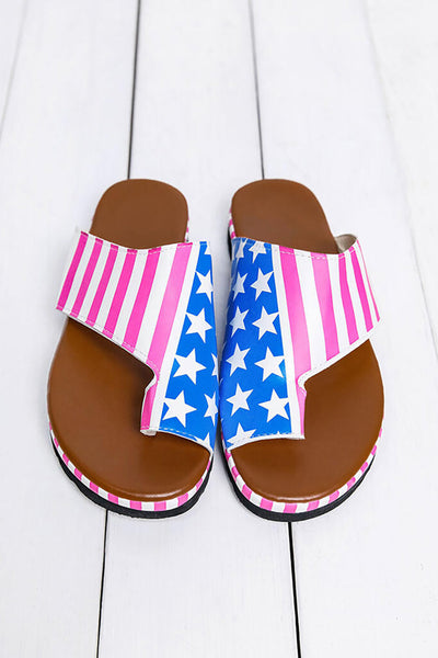 Patriotic American Flag Print Flip Flop Sandals