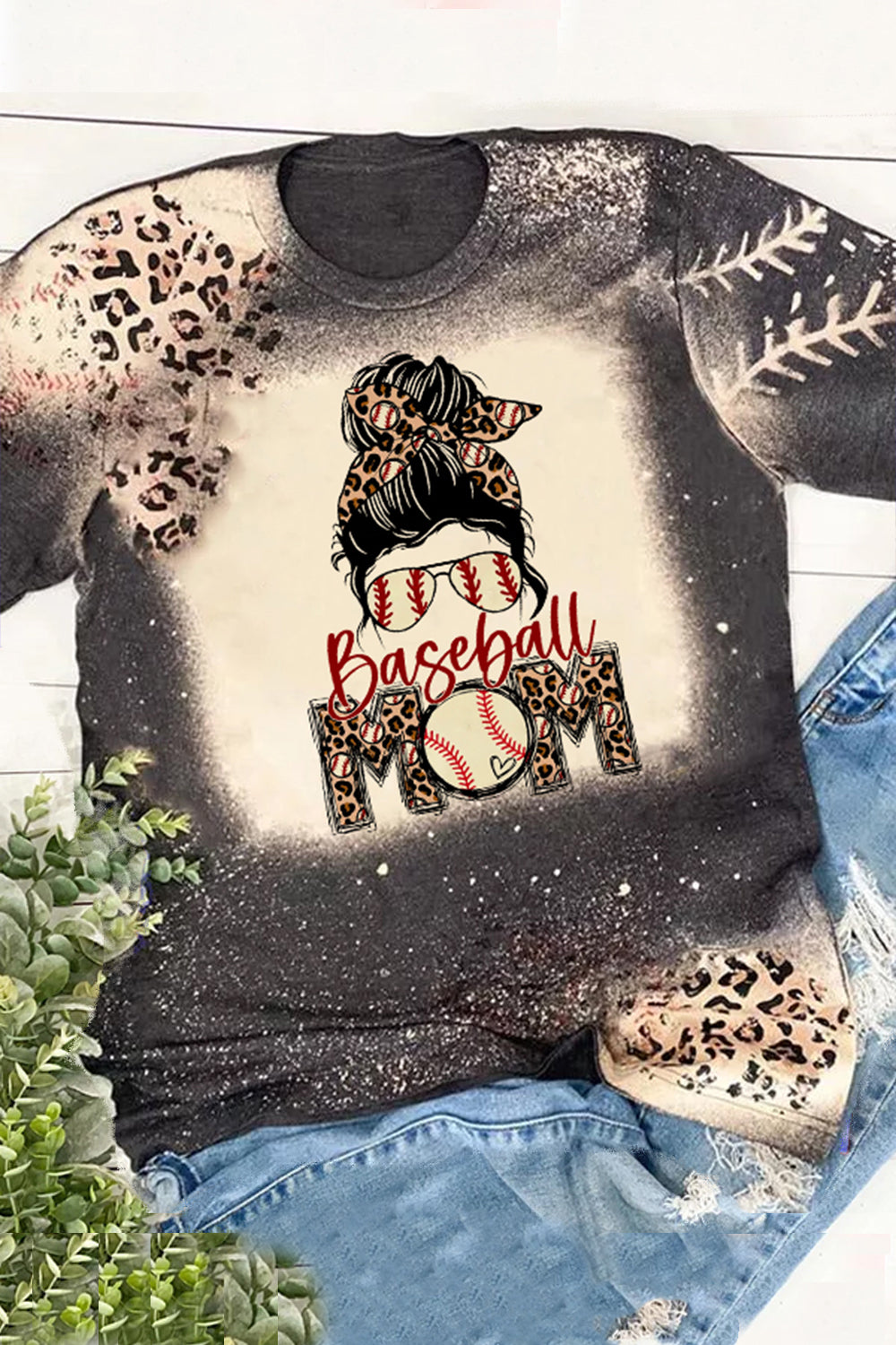 Baseball Mom Bleached Shirt