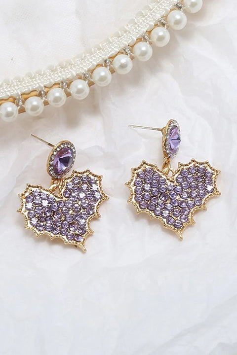 Rhinestone Thorn Heart Earrings