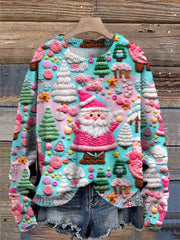 Santa Christmas Art Print Knit Pullover Sweater