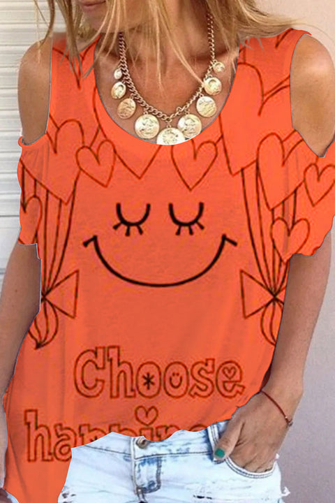 Choose Happiness Cold Shoulder T-shirt