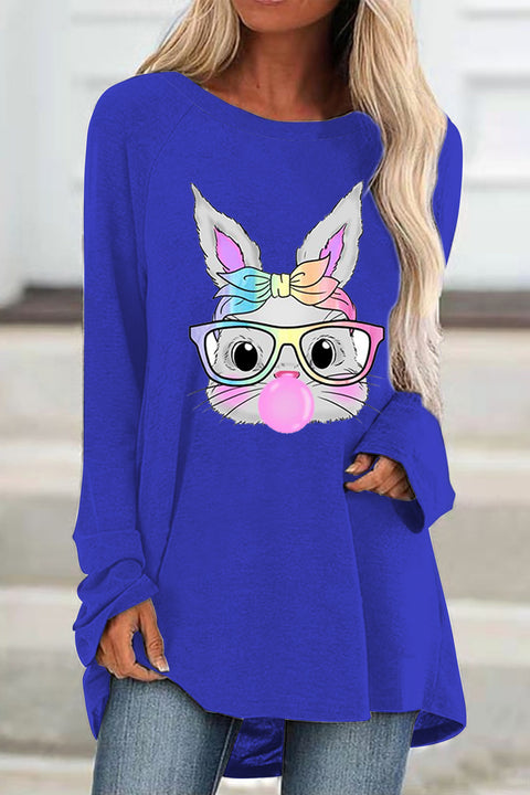 Cute Rainbow Turban Glasses Rabbit Blowing Bubbles Cute Rabbit Tunic