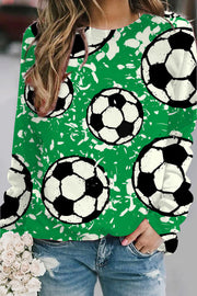 Engraving Football On Grass Print Sweatshirt