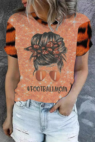 Football Mom Tiger Print T-shirt