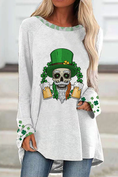 Skull Green Hat Four Leaf Clover Clover Tunic