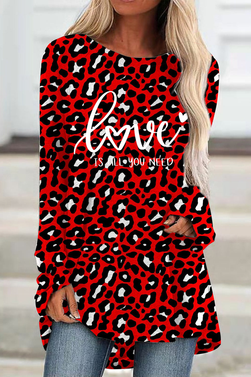 Love Is All You Need Red Leopard Loose Tunic