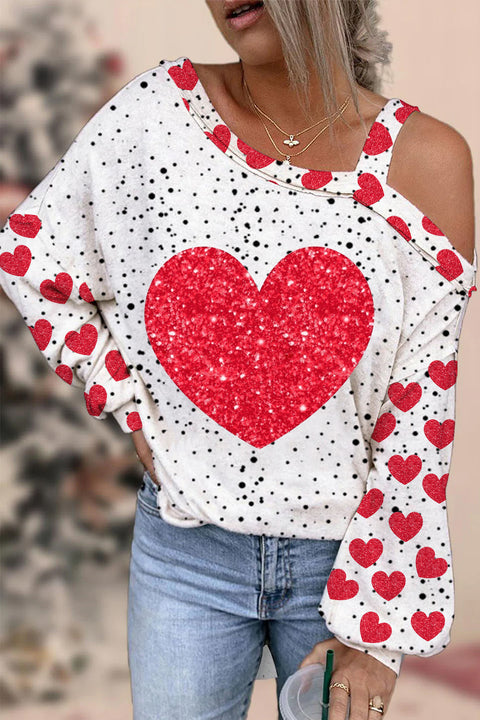 Love Heart Off-shoulder Blouse