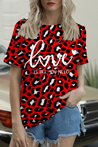 Love Is All You Need Red Leopard T-shirt