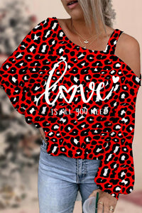Love Is All You Need Red Leopard Off-shoulder Blouse