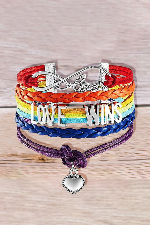 Love Wins Rainbow Heart Bracelet