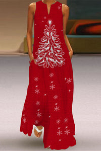 Merry Christmas Tree Sleeveless Maxi Dress