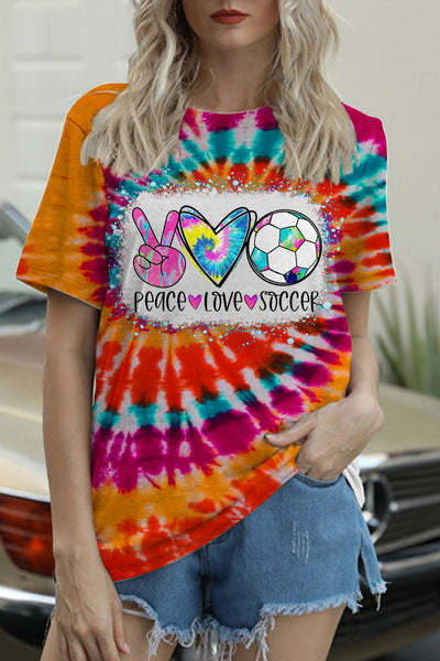 Peace Love Soccer Radial Tie-Dye T-shirt