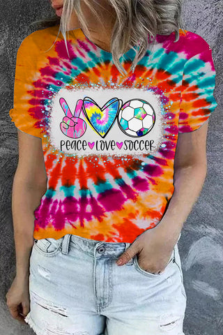 Peace Love Soccer Radial Tie-Dye T-shirt