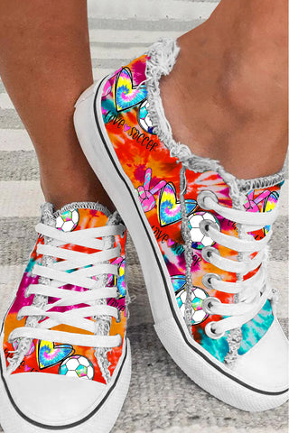 Peace Love Soccer Radial Tie-Dye Canvas Shoes