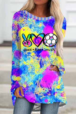 Peace Love Soccer Tie-Dye Loose Tunic