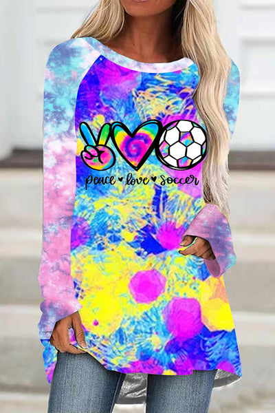 Peace Love Soccer Tie-Dye Loose Tunic