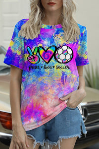 Peace Love Soccer Tie-Dye T-shirt