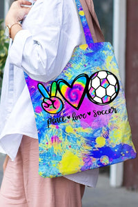 Peace Love Soccer Tie-Dye Tote Bag