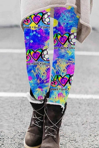 Peace Love Soccer Tie-Dye Leggings