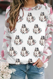 Plant Flowers & Leaves Cute Rabbit Full Print Sweatshirt