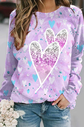 Purple Heart Round Neck Sweatshirt