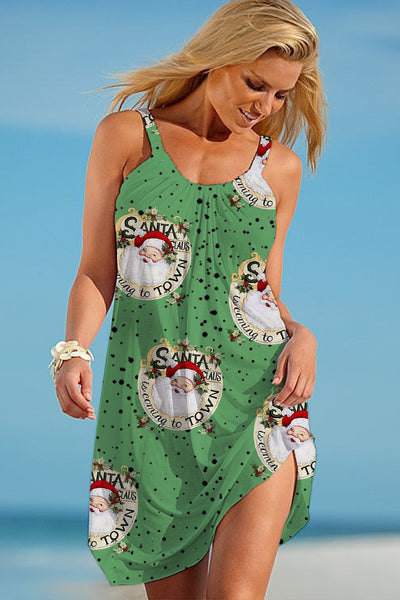 Santa Green Spotted Sleeveless Dress