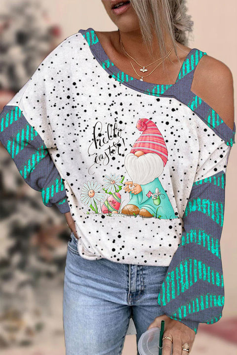 Spotted Shading Elf Egg Flower Off Shoulder Blouse