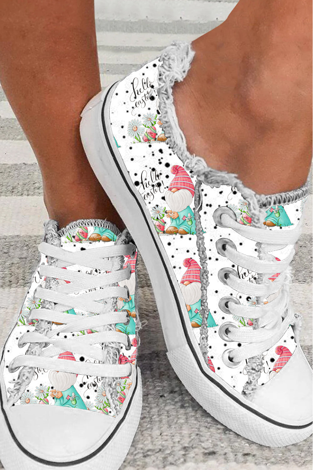 Spotted Shading Elf Egg Flower Canvas Shoes